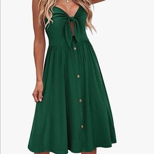 LAISHEN V Neck Tie Knot Front Summer Dress